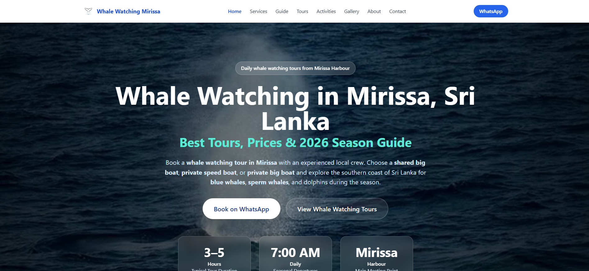 Whale Watching Mirissa website preview